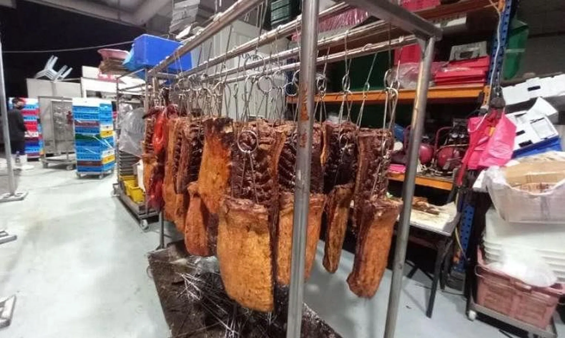 SFA inspectors found meat stored and cut outside the licensed area at Hai’s Roasted Meat Supplier's premises. 