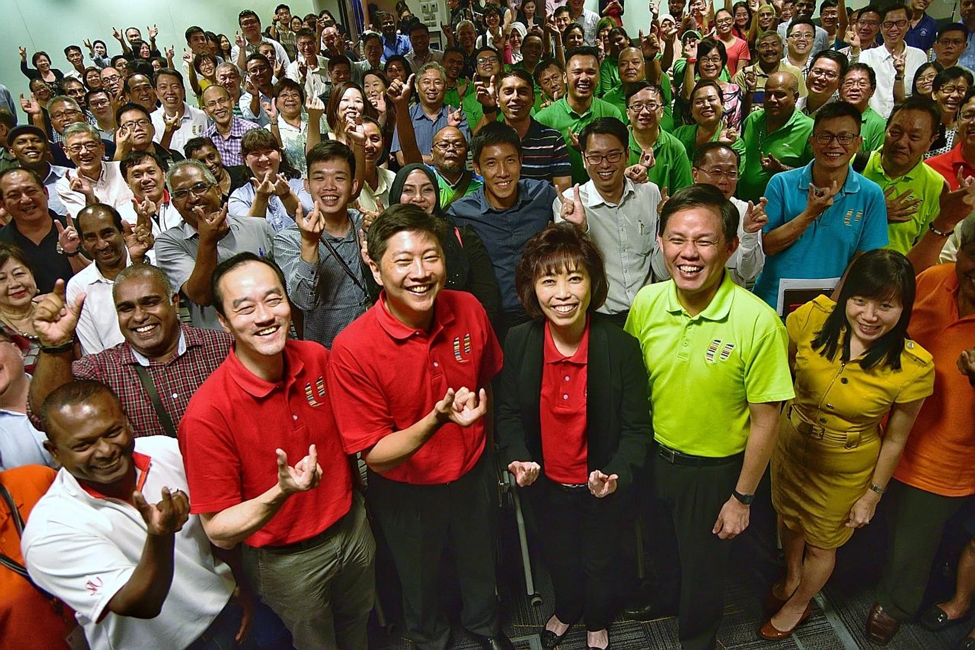 (From left) Mr Koh Poh Koon, Mr Ng Chee Meng ; NTUC President Mary Liew and secretary- general Chan Chun Seng. 