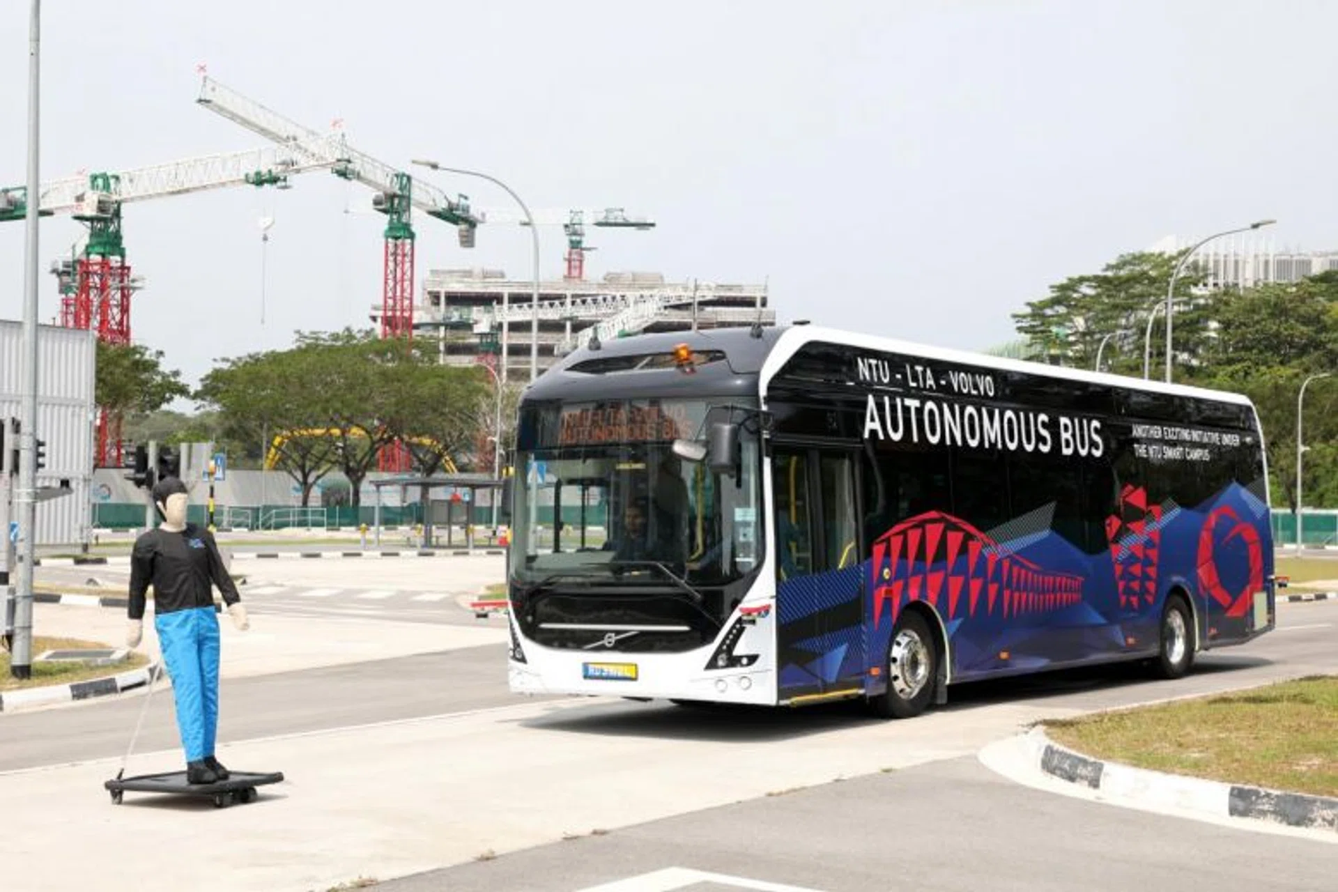 An autonomous electric bus in operation at the Centre of Excellence for Testing and Research of Autonomous Vehicles at Nanyang Technological University, on March 5, 2019.