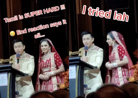 Chinese-Malay groom's Tamil wedding speech touches bride's family, guests