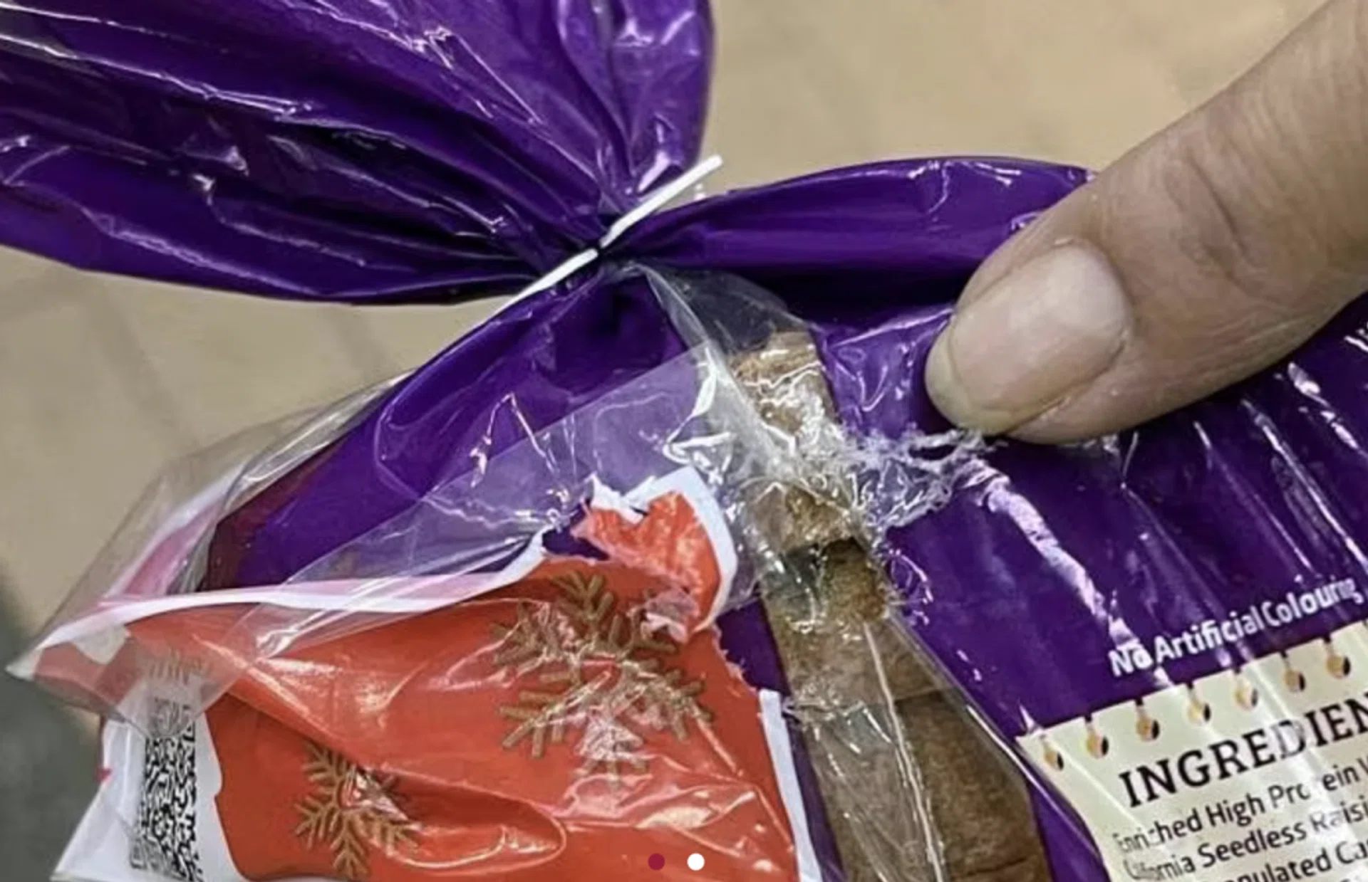 A bag of bread bitten by rats.