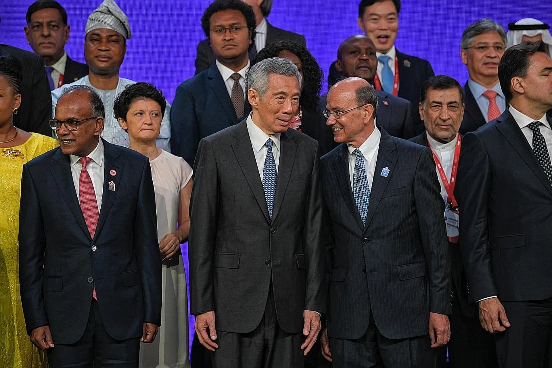 Prime Minister Lee Hsien Loong and UN assistant secretary-general for legal affairs Stephen Mathias after the signing ceremony. 