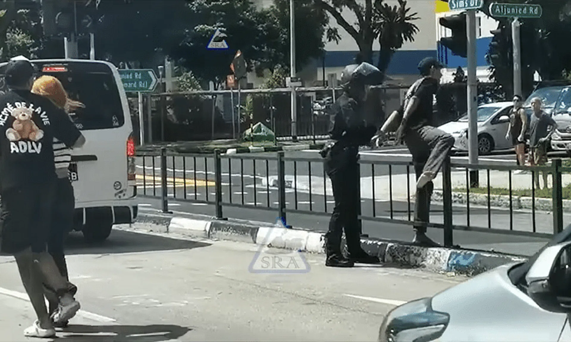 The driver, who wore a cap, was arrested after attempting to flee from a Traffic Police officer along Aljunied Road.