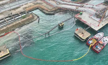 Oil leak clean-up off Bukom completed