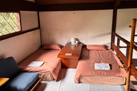 The loft of the three-storey home can fit four beds. 