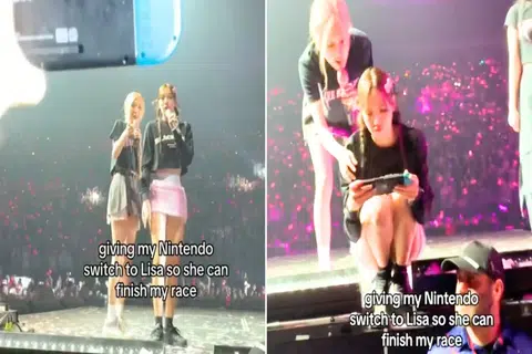 Blackpink's Lisa plays Mario Kart on fan's Nintendo Switch during Australia concert