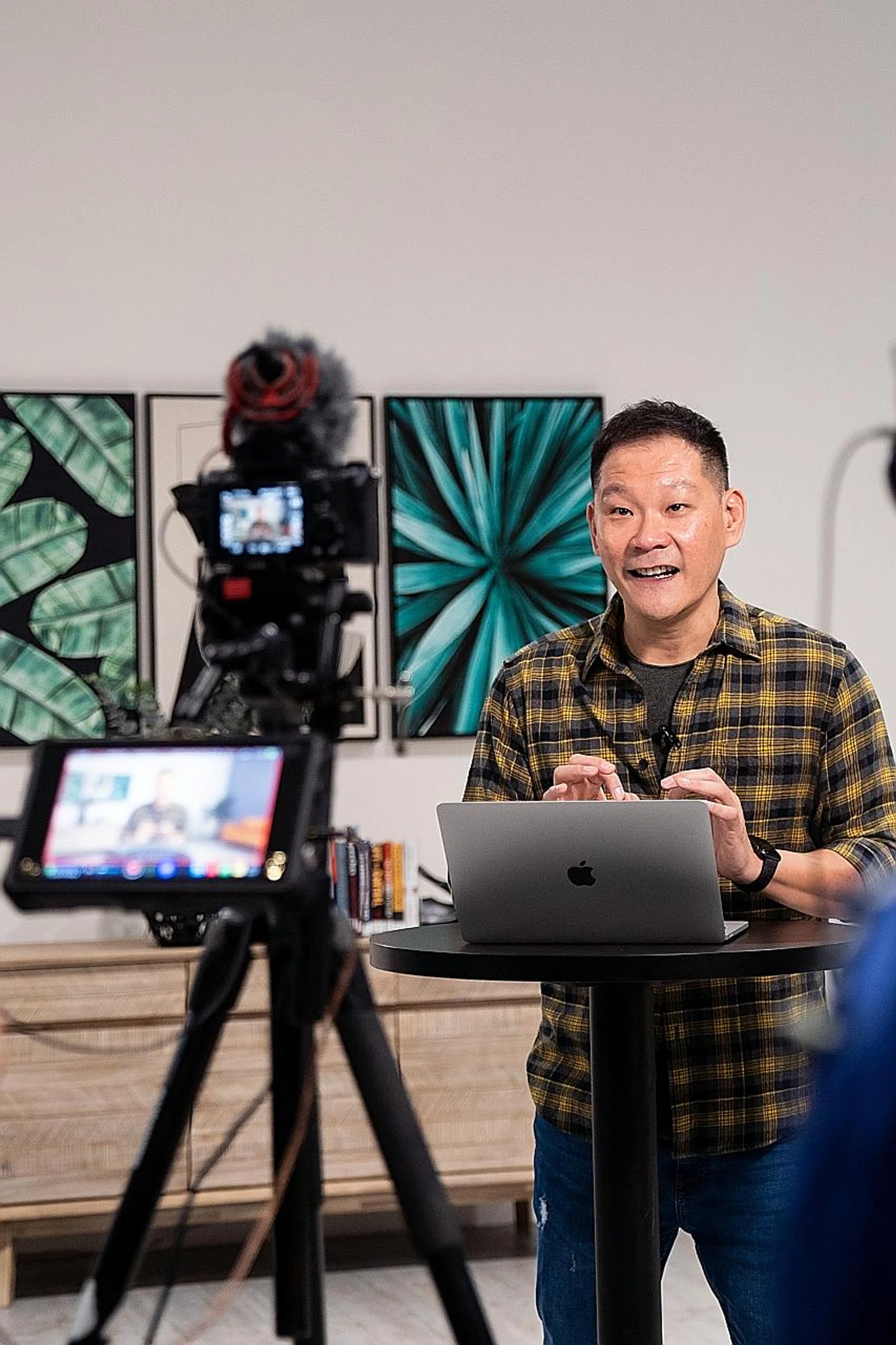 Senior Pastor Tan Seow How of Heart of God Church recording an online sermon for Easter. 