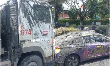 Tipper trucks sandwich two vans and a taxi in multi-vehicle collision along AYE