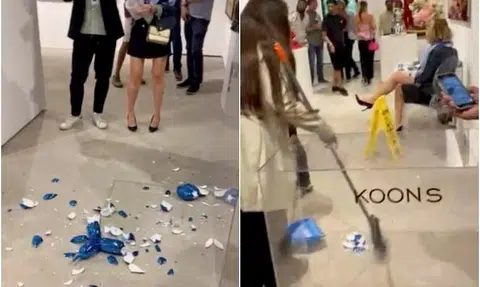 US art fair visitor accidentally smashes $56,000 'Balloon Dog' sculpture by Jeff Koons