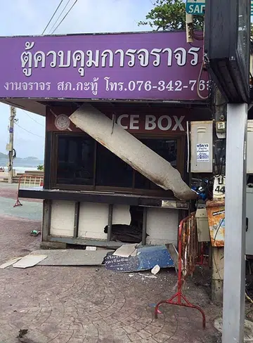 Morning blast rips through police booth
