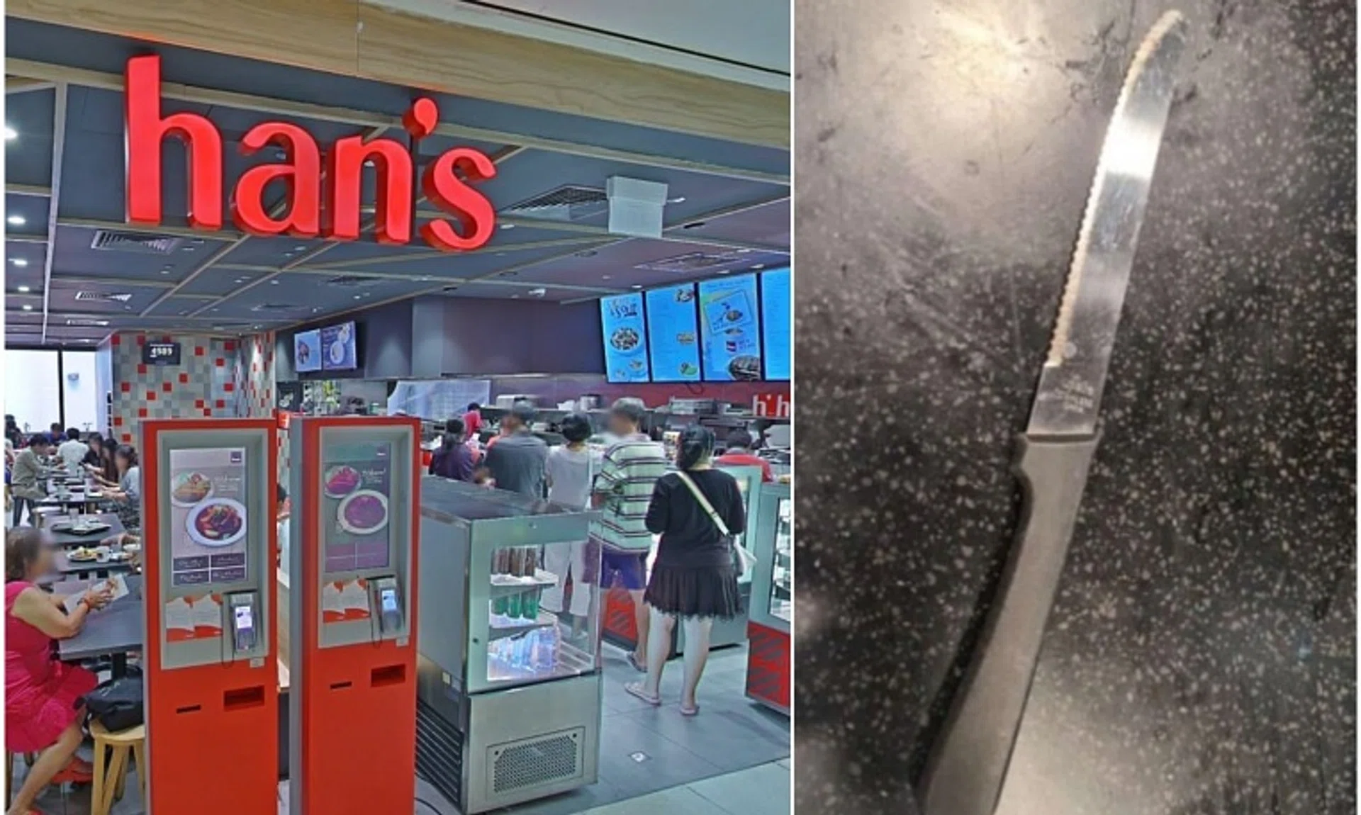 Lam Hoe Lian allegedly took a knife from a table at Han’s Cafe in Velocity @ Novena Square shopping mall and tried to rob a customer.