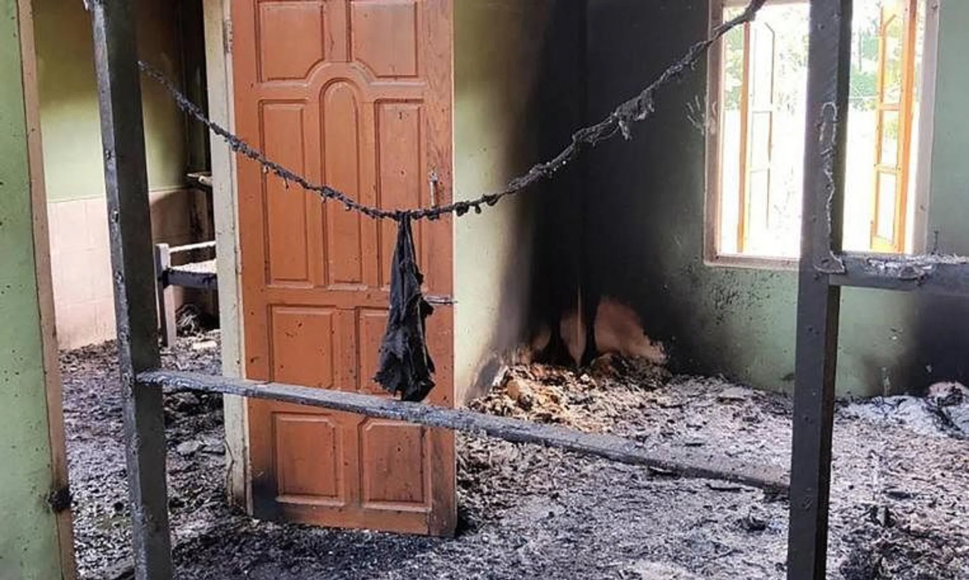 A photo from Sept 17, 2022, shows a damaged school building in Depeyin township in Sagaing, Myanmar.