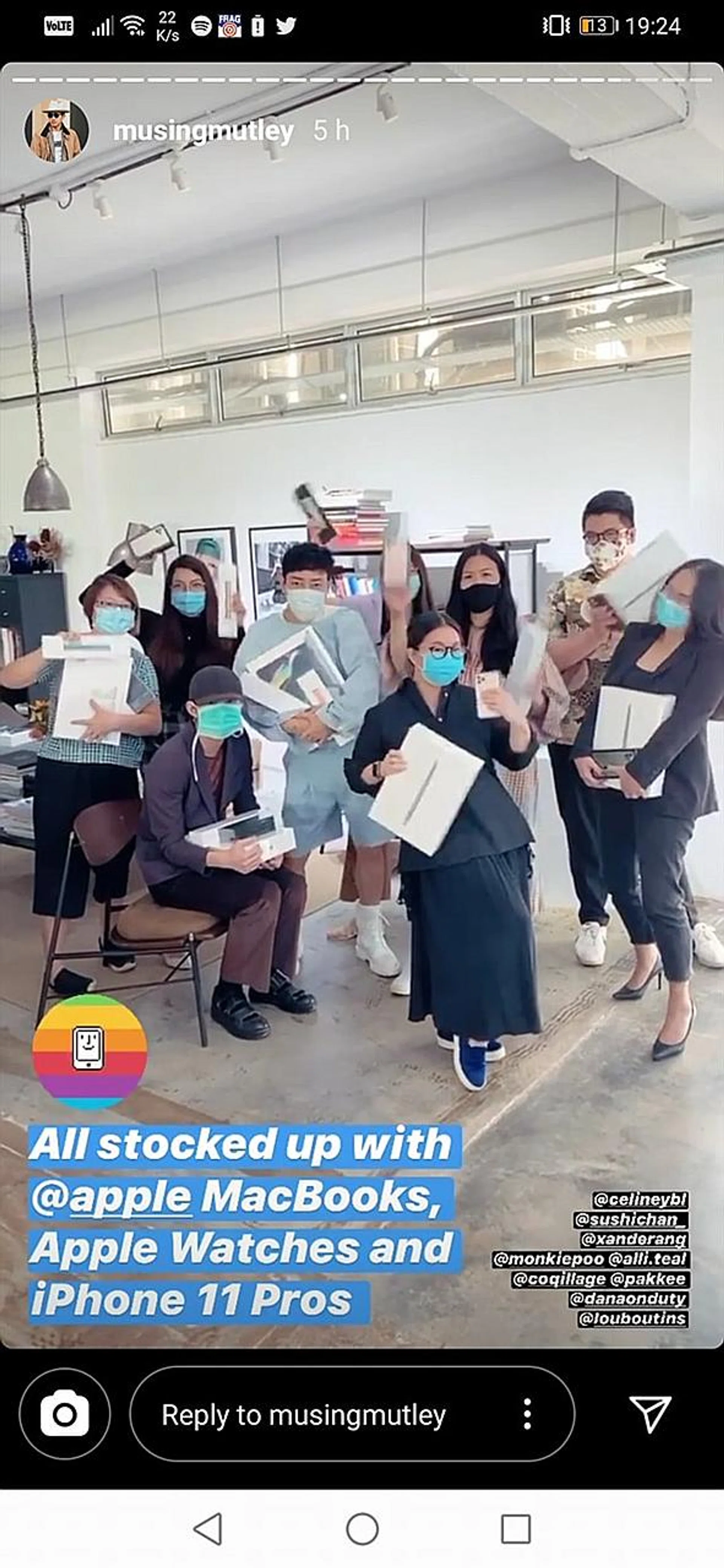 The editorial team members from Vogue Singapore were seen not observing safe distancing rules at the workplace as they gathered for a group shot. 