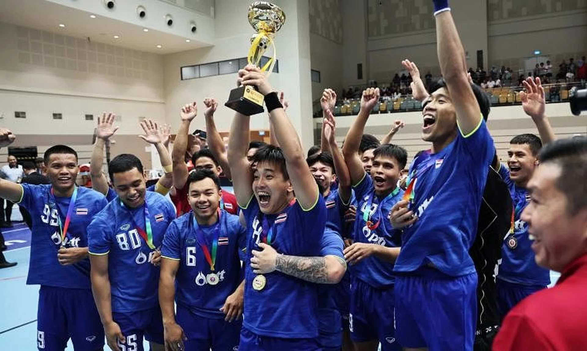 Thailand defeated Singapore A 4-2 in the final of the Asia Oceania Floorball Confederation Cup 2023 at Our Tampines Hub on Oct 14.