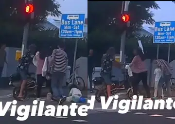 E-bike rider runs red light, rams into boy at pedestrian crossing; gets hit by woman