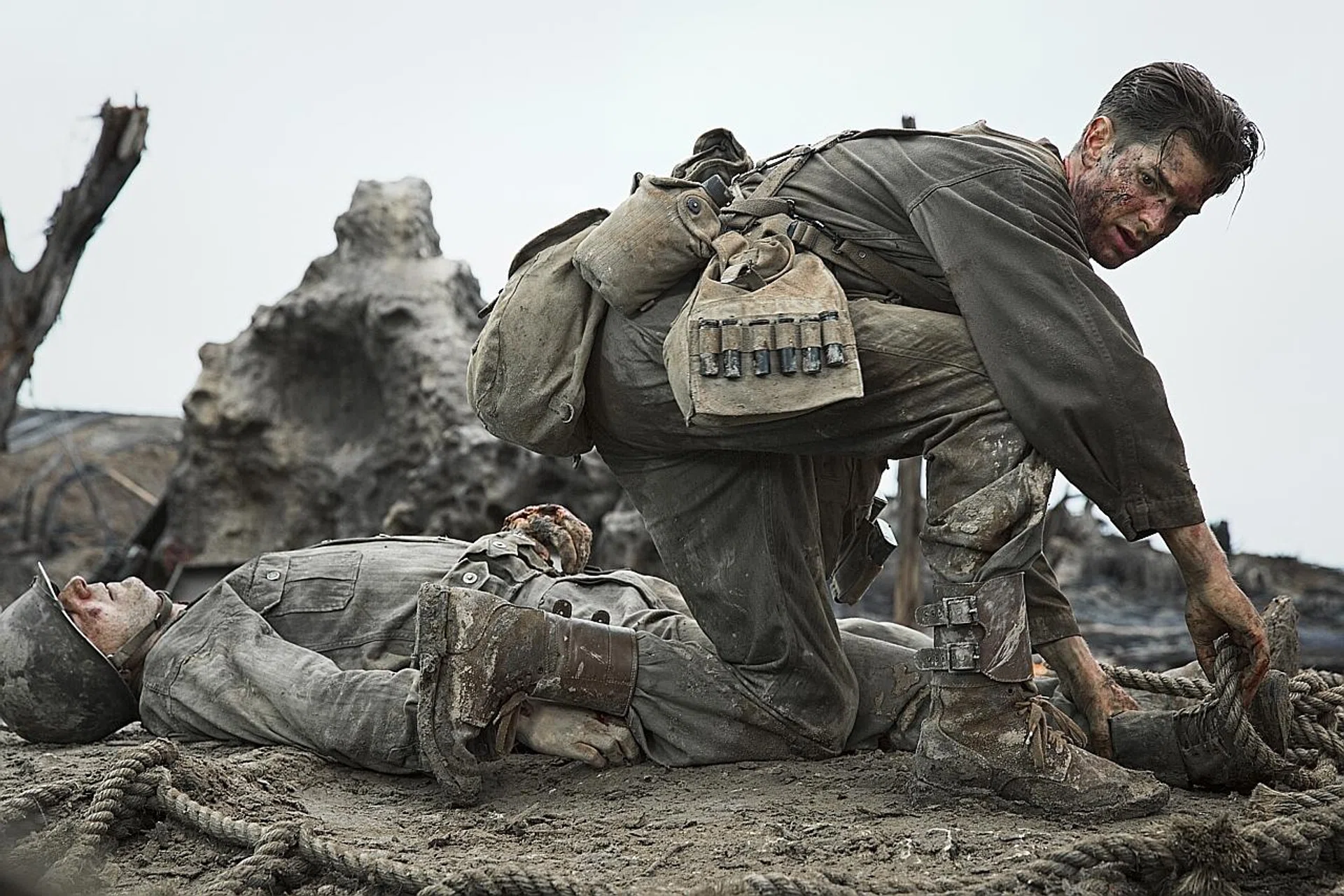 Andrew Garfield (above) plays Desmond Doss, the first conscientious objector to earn the Congressional Medal of Honor, in Hacksaw Ridge. 