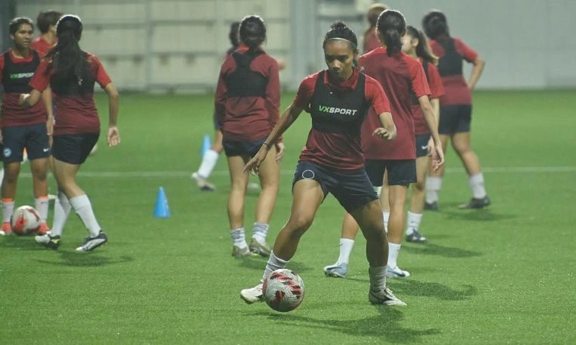 Siti Rosnani Azman training with the Singapore women's national team ahead of their friendly against Pakistan on July 18.