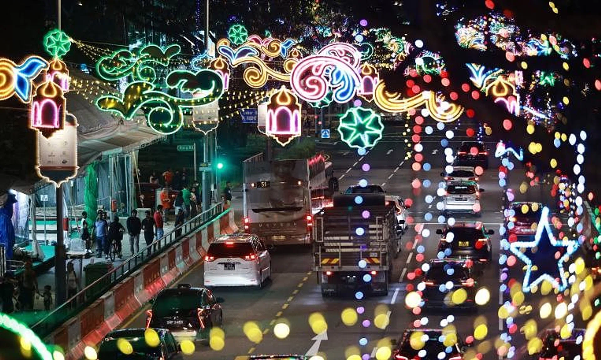 Festive lights adding cheer to the season in March 2023.  