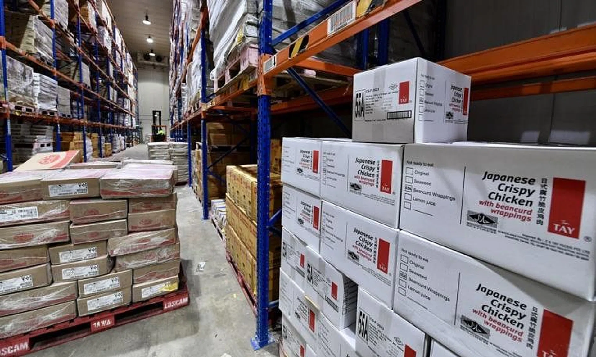NTUC FairPrice's stockpile of frozen chicken at its Fresh Food Distribution Centre on May 26, 2022.