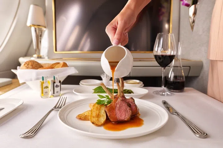 emirates first class dining meals