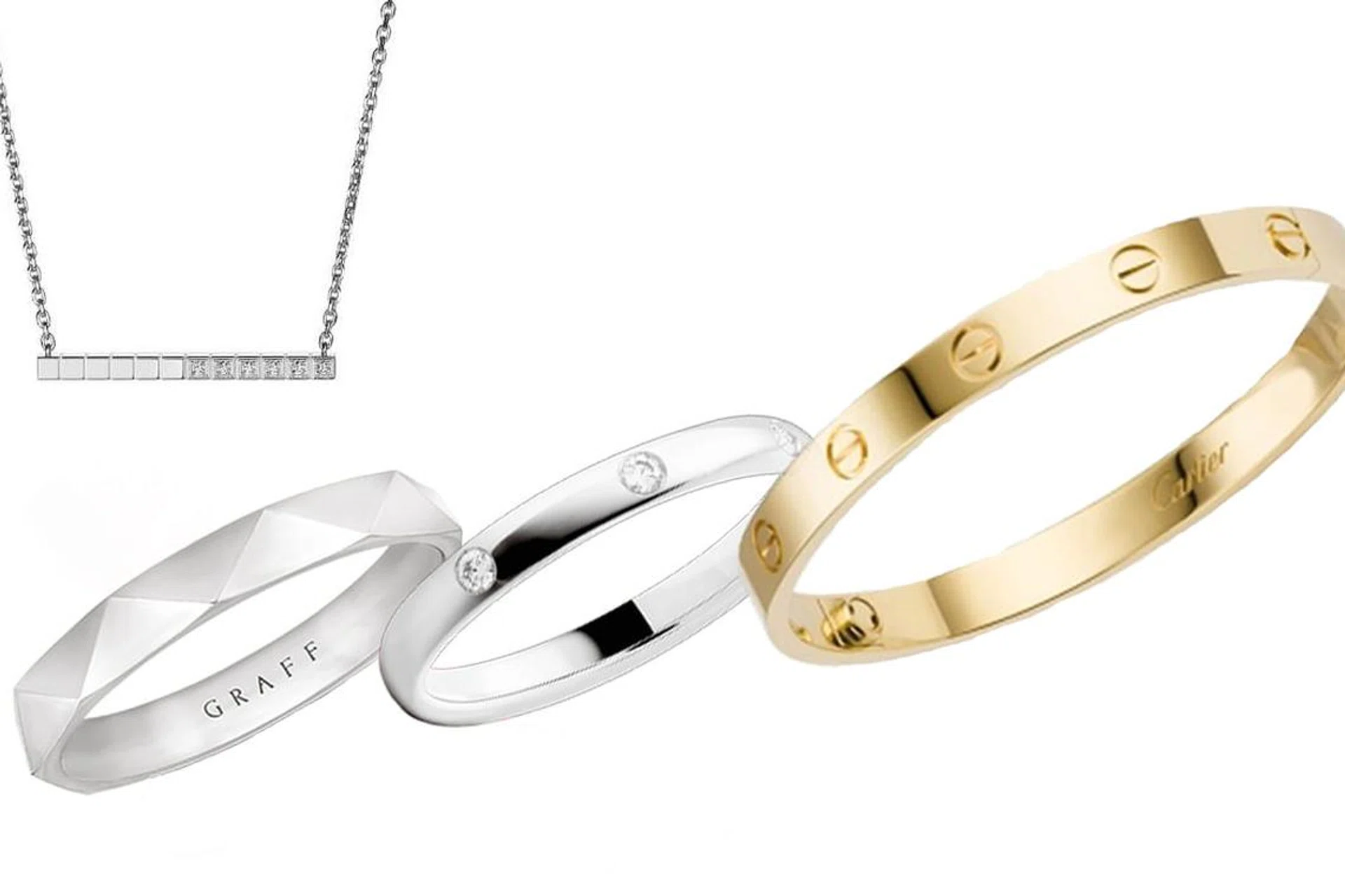 minimalistic jewellery cartier love bracelet wedding band from van cleef and arpels graff wedding band_chopard diamond necklace