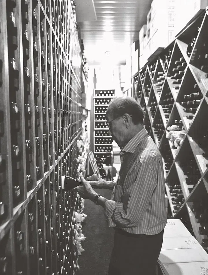 Dr NK Yong in his wine cellar.