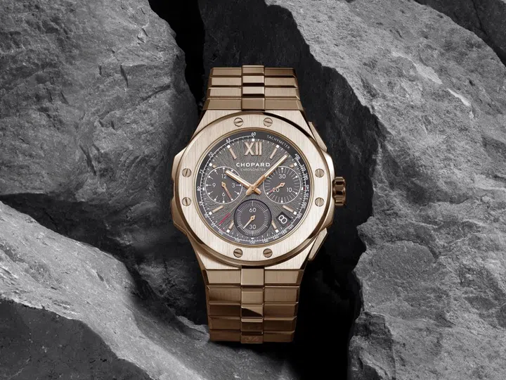The Chopard Alpine Eagle XL Chrono in rose gold with satin and polished surfaces. (Photo: Chopard)