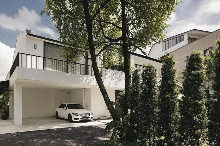 The couple was especially attracted to the mature Tembusu tree in the driveway. (Photo: Studio Periphery) 