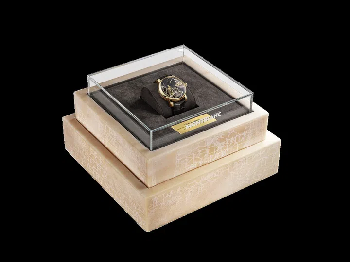 The stone-lined presentation case, which is an interpretation of the Tower of Babel, features etchings Enheduanna’s hymns (Photo: Montblanc)
