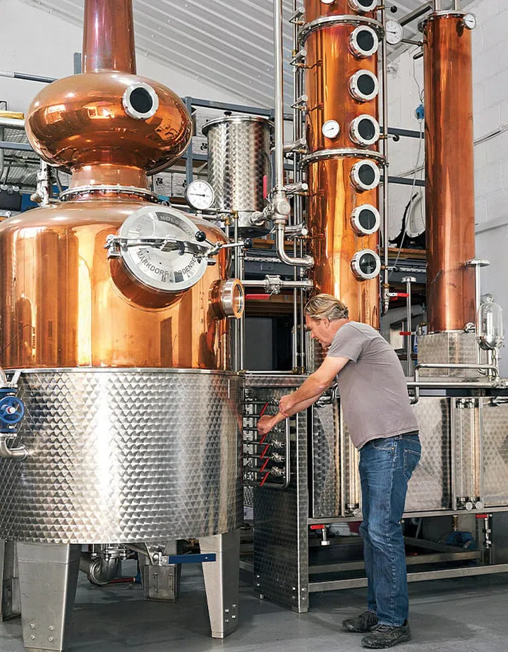 Based on a farm in West Dorset, UK, Black Cow Vodka uses what is left over from grass grazed cows milk after making cheese as its source ingredient. Dairy cows graze on nearby fields while the vodka is distilled and bottled by hand.