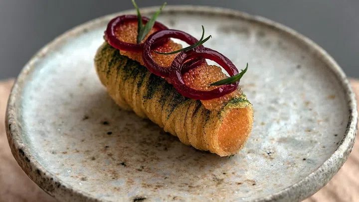 A snack made from vendace roe from restaurant Zen
