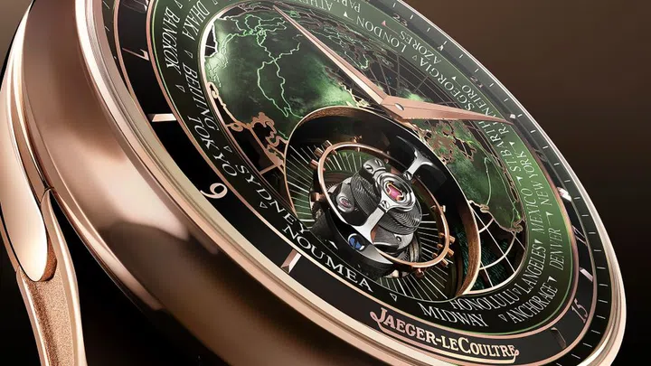 The world time display with a flying tourbillon that completes a circuit of the dial every 24 hours. (Photo: Jaeger-LeCoultre)