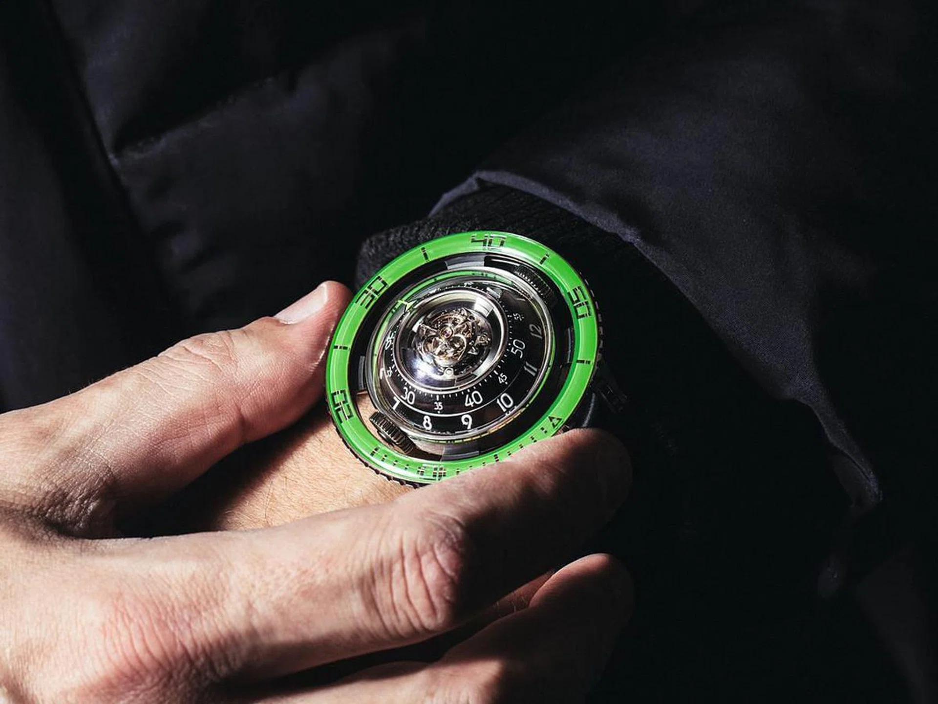Horological Machine 7 (HM7) Aquapod Titanium Green.