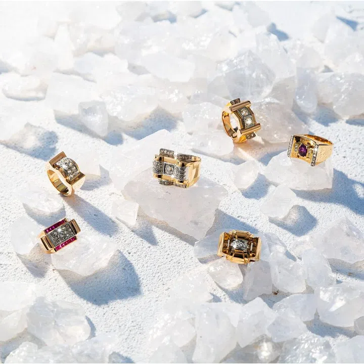 A collection of Bakhache's Tank rings; extravagant jewels and a symbol of strength and success. (Photo: Bakhache Jewellery)