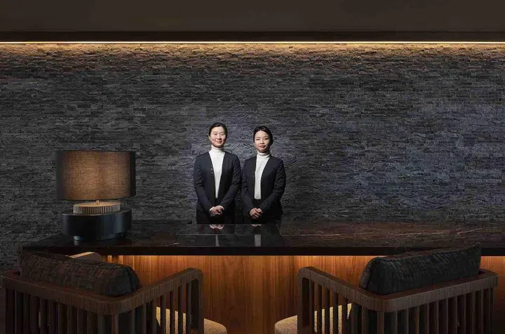 Lobby of the Nigashiyama Niseko Village, a Ritz-Carlton Reserve.