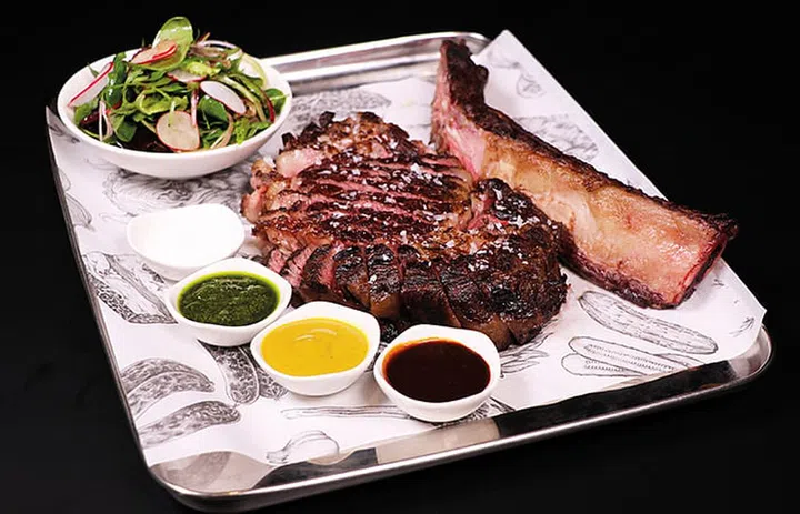 Feast your eyes on the Carrara wagyu tomahawk.