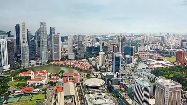 singapore, singapore river, architecture, skyscraper, urban, nature, bank, financial district, offices, city, business, clouds, tourism, sky, landscape, houses, water