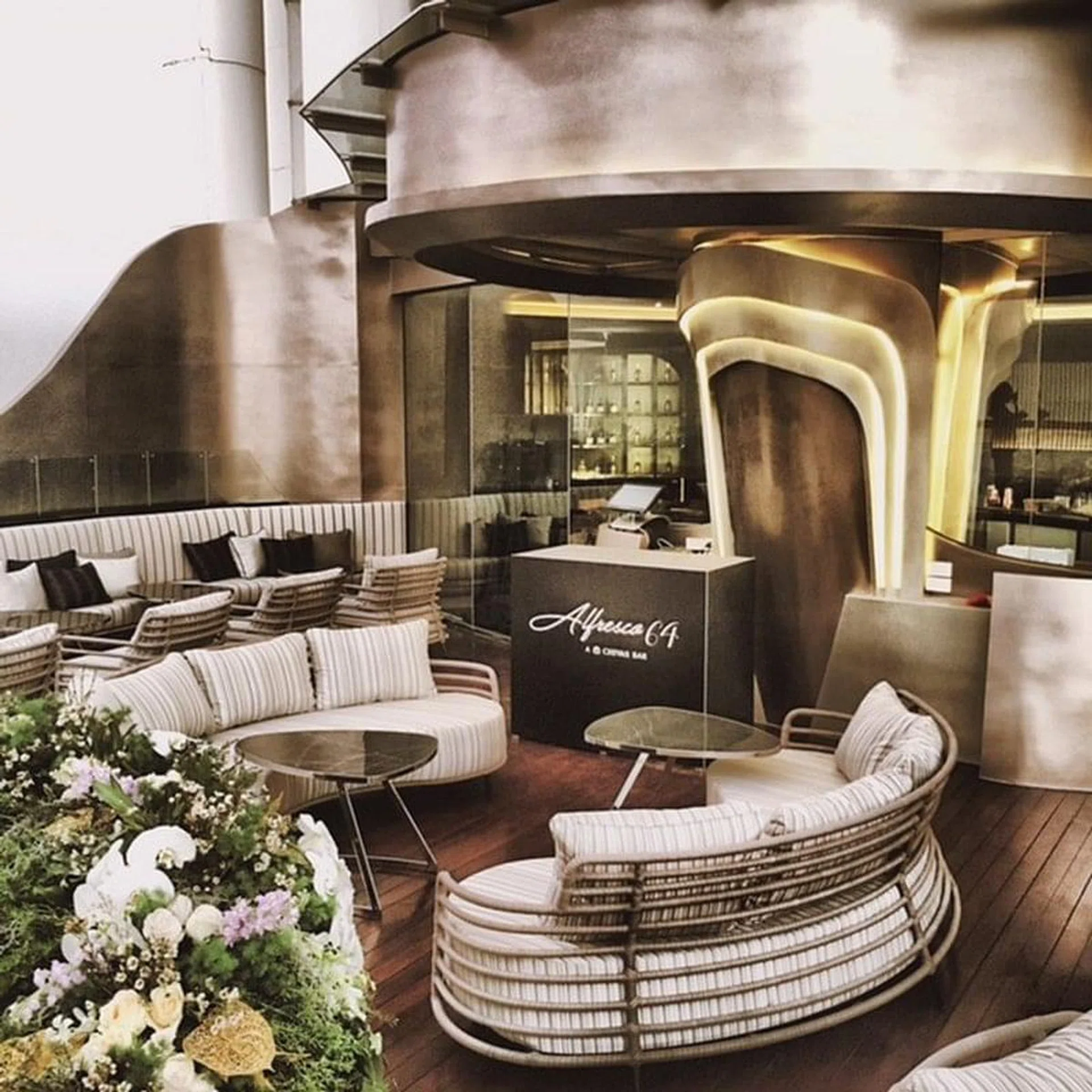 Perched 800ft in the air on the 64th floor of the Tower Club at Lebua is Alfresco 64 - A Chivas Bar, the highest outdoor whisky bar in the world. 