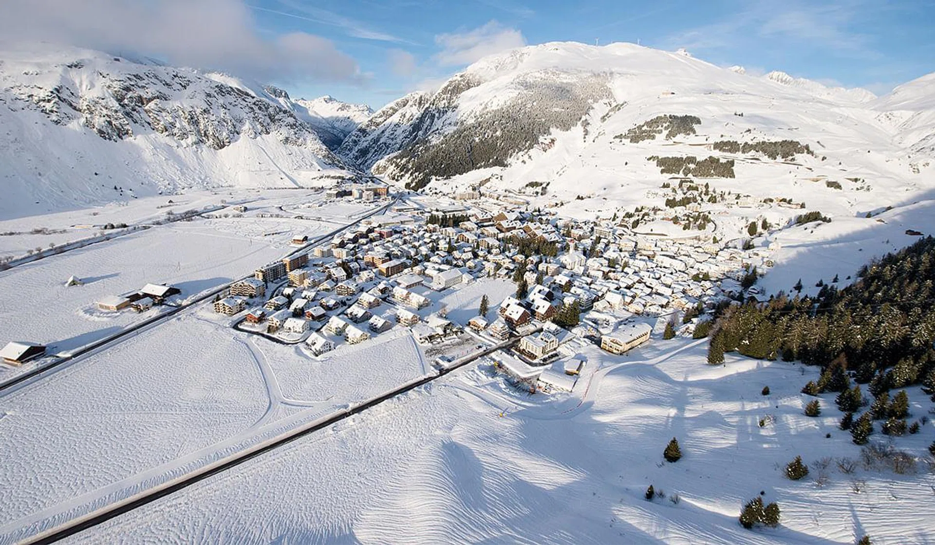 An aerial view of Andermatt.