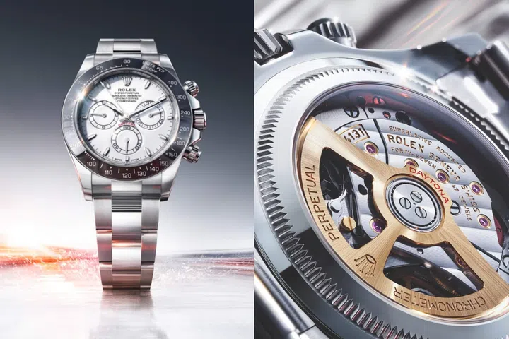 Rolex Cosmograph Daytona with white grand feu enamel dial, anthracite Cerachrom ceramic bezel, and 40mm Oystersteel and platinum case