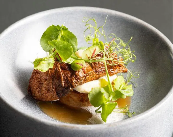 Braised taro, parmesan cream, braising liquor