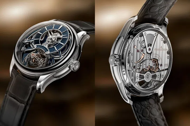 Jaeger-LeCoultre Gyrotourbillon watch in platinum case with multi-axis tourbillon and highly decorated open movement