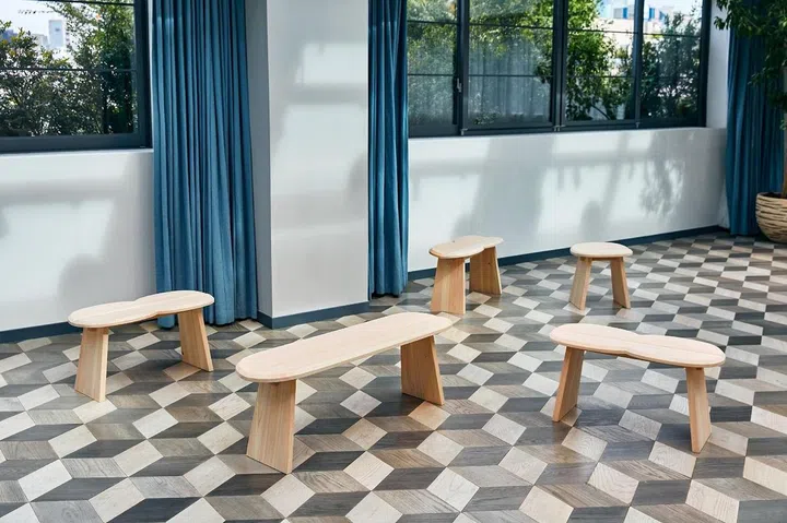For More Trees’ 10th anniversary, Jasper Morrison and Wataru Kumano created a series of stools made with hinoki wood from Gifu Prefecture, where one of More Trees’ forests is located. (Photo: More Trees)