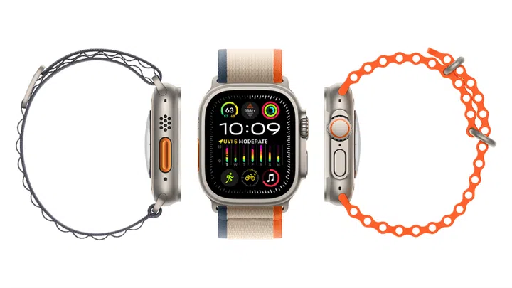 The Apple Watch Ultra 2 is available only with a titanium finish, though customers can choose between the Alpine Loop, Trail Loop, or Ocean Band for wrist straps. (Photo: Apple)