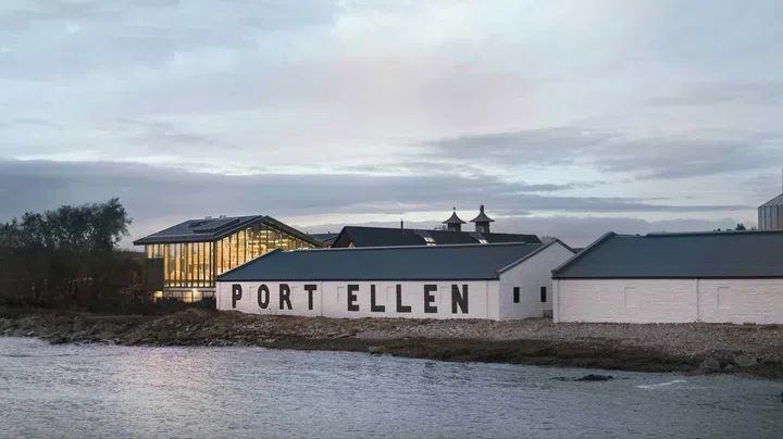 Port Ellen Distillery’s original whitewashed warehouses. (Photo: Diageo)