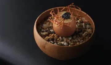 Slow cooked egg caviar Andrew Walsh, Cure
