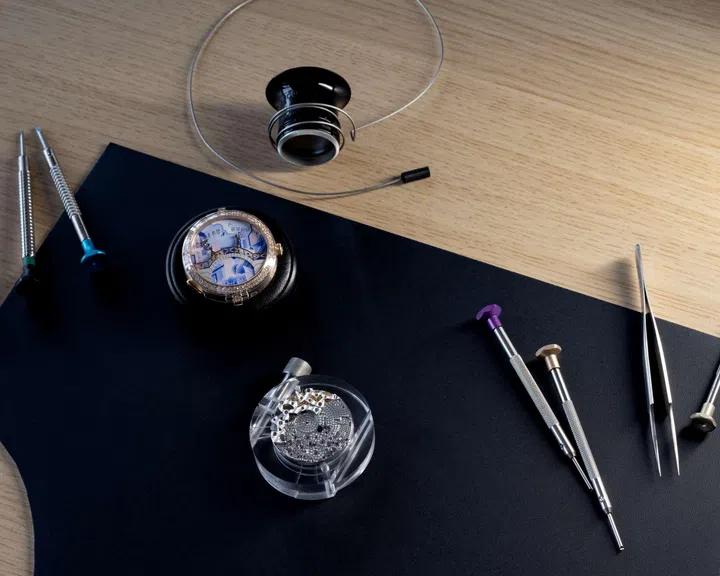 A watchmaker’s bench at Les Ateliers Horlogers de Van Cleef & Arpels in Meyrin, Geneva