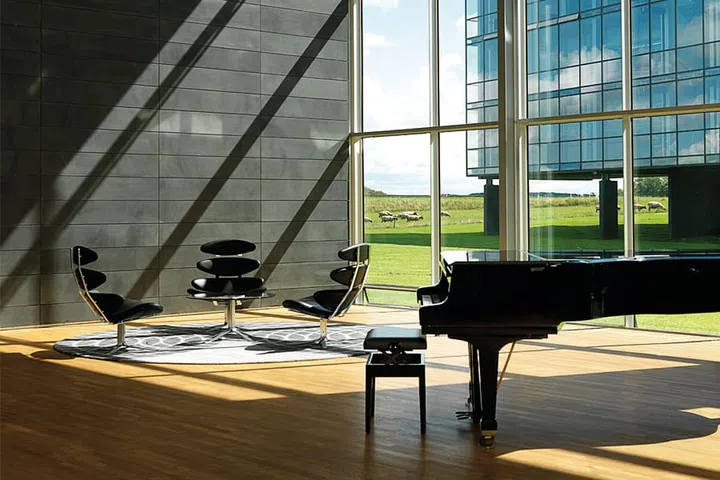The foyer of The Farm, the name of B&O's headquarters that's four hours' drive west of Copenhagen.
