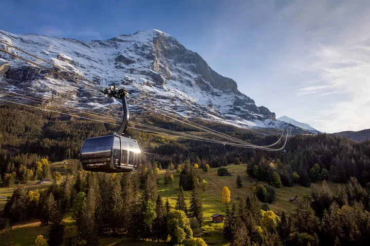 Eiger Express tricable as it sets off from Grindelwald Terminal. (Photo: Switzerland Tourism)