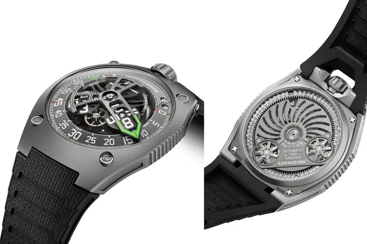 URWERK UR-150 Scorpion with aesthetics evoking the sting of a scorpion's tail (Photos: The Hour Glass)